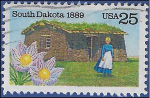 #2416 25c 100th Anniversary South Dakota Statehood 1989 Used