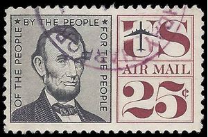 Scott C 59 25c US Airmail Abraham Lincoln 1960 used