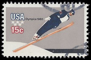 #1797 15c 13th Winter Olympic Games Ski Jump 1980 Used