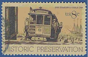 #1442 8c Historic Preservation Cable Car San Francisco 1971 Used