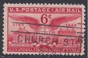 Scott C 40 6c US Air Mail 200th Anniversary Alexandria Va 1949 Used