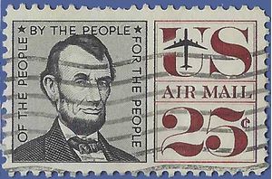 Scott C 59 25c US Airmail Abraham Lincoln 1960 Used