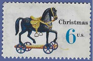 #1416a 6c Christmas Toys Horse on Wheels Precancel 1970 Used