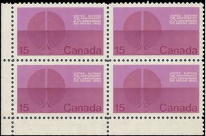 Canada # 514 1970 Used Corner Block of 4