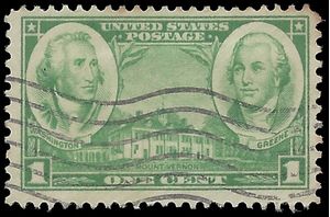 # 785 1c George Washington and Nathanael Green 1936 Used