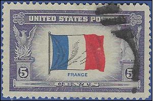 # 915 5c Overrun Countries France 1943 Used