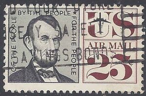 Scott C 59 25c US Airmail Abraham Lincoln 1960 used