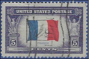 # 915 5c Overrun Countries France 1943 Used