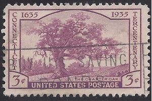 # 772 3c Connecticut Tercentenary 1935 Used