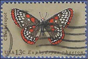 #1713 13c Butterflies Checkerspot 1977 Used
