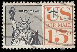 Scott C 63 15c US Airmail Statue of Liberty 1961 Used