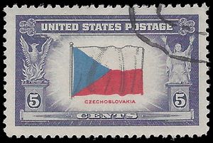 # 910 5c Overrun Countries Czechoslovakia 1943 Used