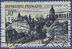 France # 658 1951 Used Paper Stuck on Back