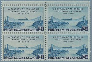 # 961 3c United States-Canada Friendship Block/4 1948 Mint NH
