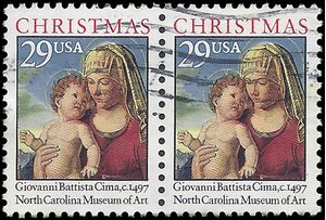 #2789 29c Madonna and Child Pair 1993 Used