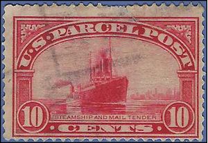 Scott Q 6 10c Parcel Post Steamship Kronprinz Wilhelm 1913 Used Faults Tear