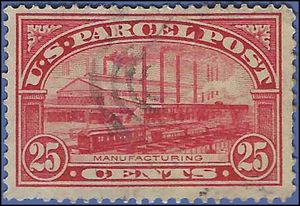 Scott Q 9 25c Parcel Post-Steel Manufacturing 1913 Used