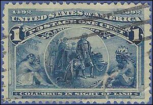 # 230 1c Columbian Exposition Columbus in Sight of Land 1893 Used Creases Faults