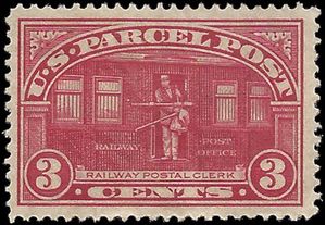 Scott Q 3 3c Parcel Post-Railway Postal Clerk 1913 Mint HHR Creases Faults
