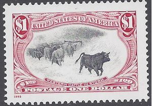 #3210 $1.00 Western Cattle in Storm 1998 Mint NH