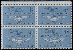 #1185 4c 50th Anniv. Naval Aviation Block/4 1961 Mint NH