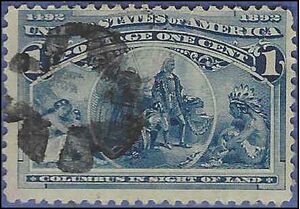 # 230 1c Columbian Exposition Columbus in Sight of Land 1893 Used Fancy Cancel