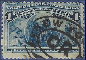 # 230 1c Columbian Exposition Columbus in Sight of Land 1893 Used Fancy Cancel