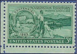 #1019 3c Organization of the Washington Territory 1953 Mint NH