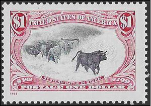 #3210 $1.00 Western Cattle in Storm 1998 Mint NH