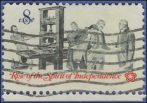 #1476 8c Printing Press and Patriots 1973 Used