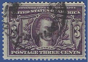 # 325 3c Louisiana Purchase James Monroe 1904 Used
