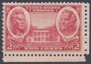 # 786 2c Generals Andrew Jackson and Winfield Scott 1937 Mint NH