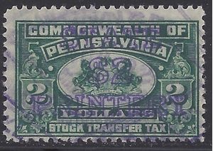 Pennsylvania SRS# ST7 $2.00 Stock Transfer Tax used