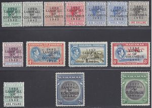 Bahamas #116-129 1942 Overprints Set of 14 Mint LH