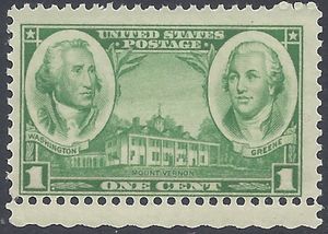 # 785 1c George Washington and Nathanael Green 1936 Mint NH