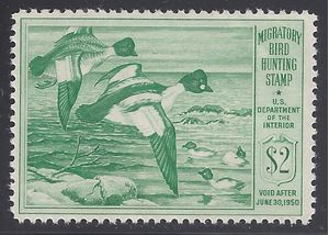 #RW16 $2.00 Federal Duck Stamp Goldeneye Ducks 1949 Mint NH