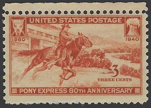 # 894 3c 80th Anniversary Pony Express 1940 Mint NH
