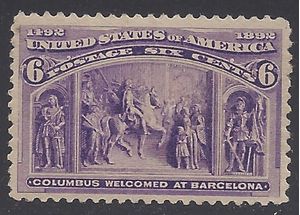 # 235 6c Columbian Expo-Columbus at Barcelona 1893 Mint LH