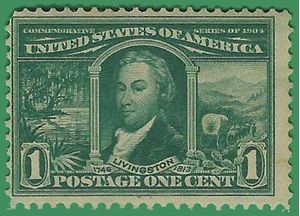 # 323 1c Louisiana Purchase Robert Livingston 1904 Mint NH