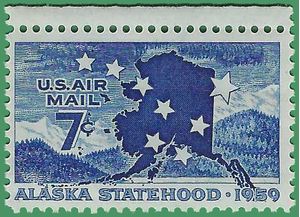 Scott C 53 7c U.S. Air Mail  Alaska Statehood 1959 Mint NH