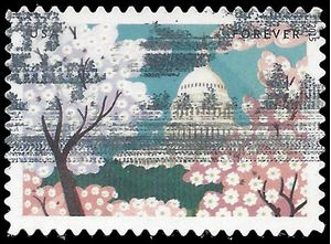 #4983 (49c Forever) US Capitol and Cherry Blossoms 2015 Used
