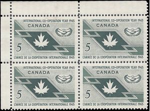 Canada # 437 1964 Used Block of 4