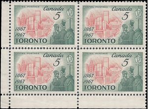 Canada # 475 1967 Used Block of 4