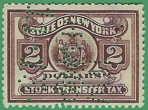 New York SRS# ST105d $2.00 Stock Transfer Tax 1916-22 Used