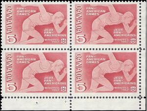 Canada # 472 1967 Used Block of 4