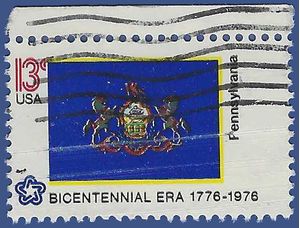 #1634 13c American Bicentennial Pennsylvania State Flag 1976 Used