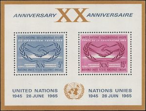 UN New York # 145 1973 Mint NH Souvenir Sheet of 2