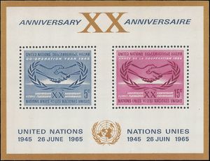 UN New York # 145 1973 Mint NH Souvenir Sheet of 2
