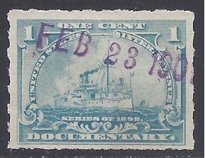 Scott R163 1c Documentary - Battleship 1898 Used Purple Cancel