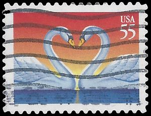 #3124 55c Love Issue Swans Booklet Single 1997 Used